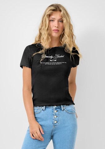 T-shirt QS en noir : devant