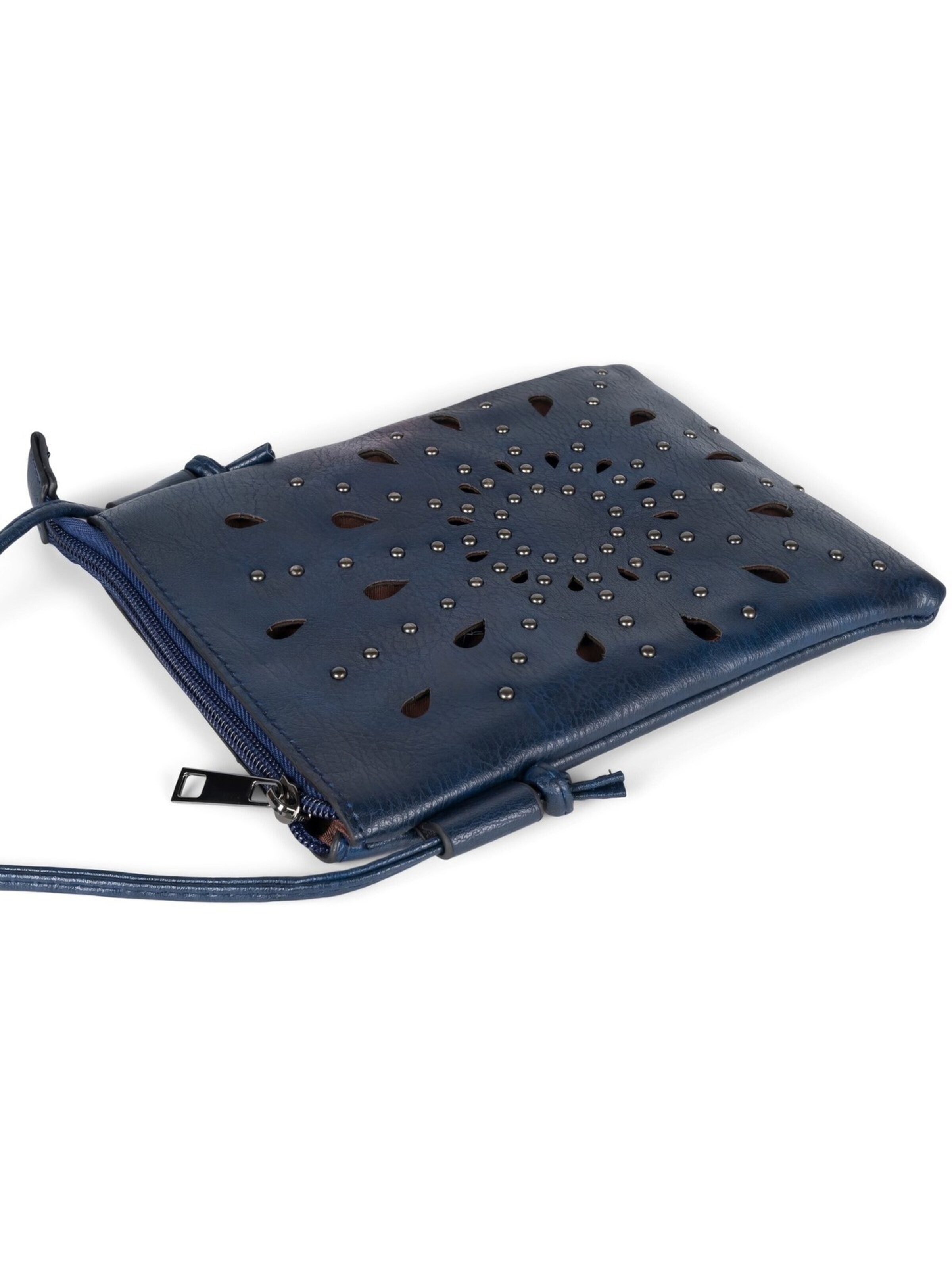 styleBREAKER Umhängetasche 'Mini Umhängetasche Blumen Cutouts und Nieten'‌‌‌‌‌ in Blau