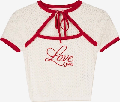 Bershka Pulover u ecru/prljavo bijela / crvena, Pregled proizvoda