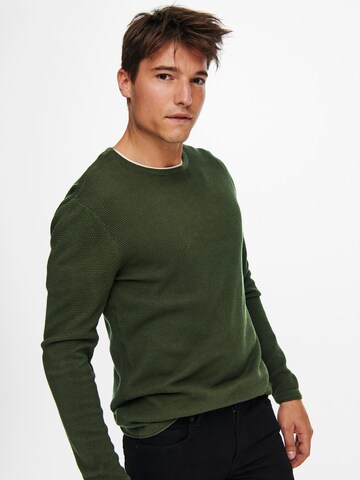 Only & Sons Regular Fit Pullover 'Panter' in Grün