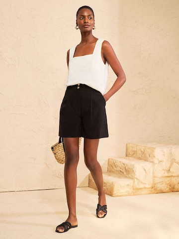 love & roses Štandardný strih Plisované nohavice - Čierna