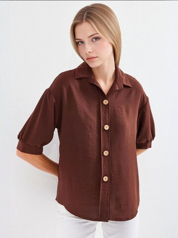 Bigdart Blouse in Bruin: voorkant