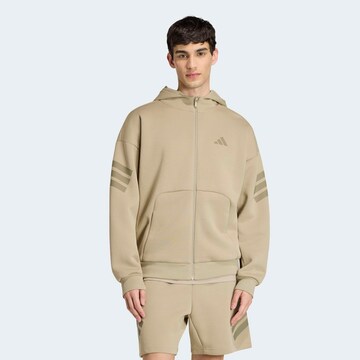 ADIDAS SPORTSWEAR Athletic Zip-Up Hoodie in Beige