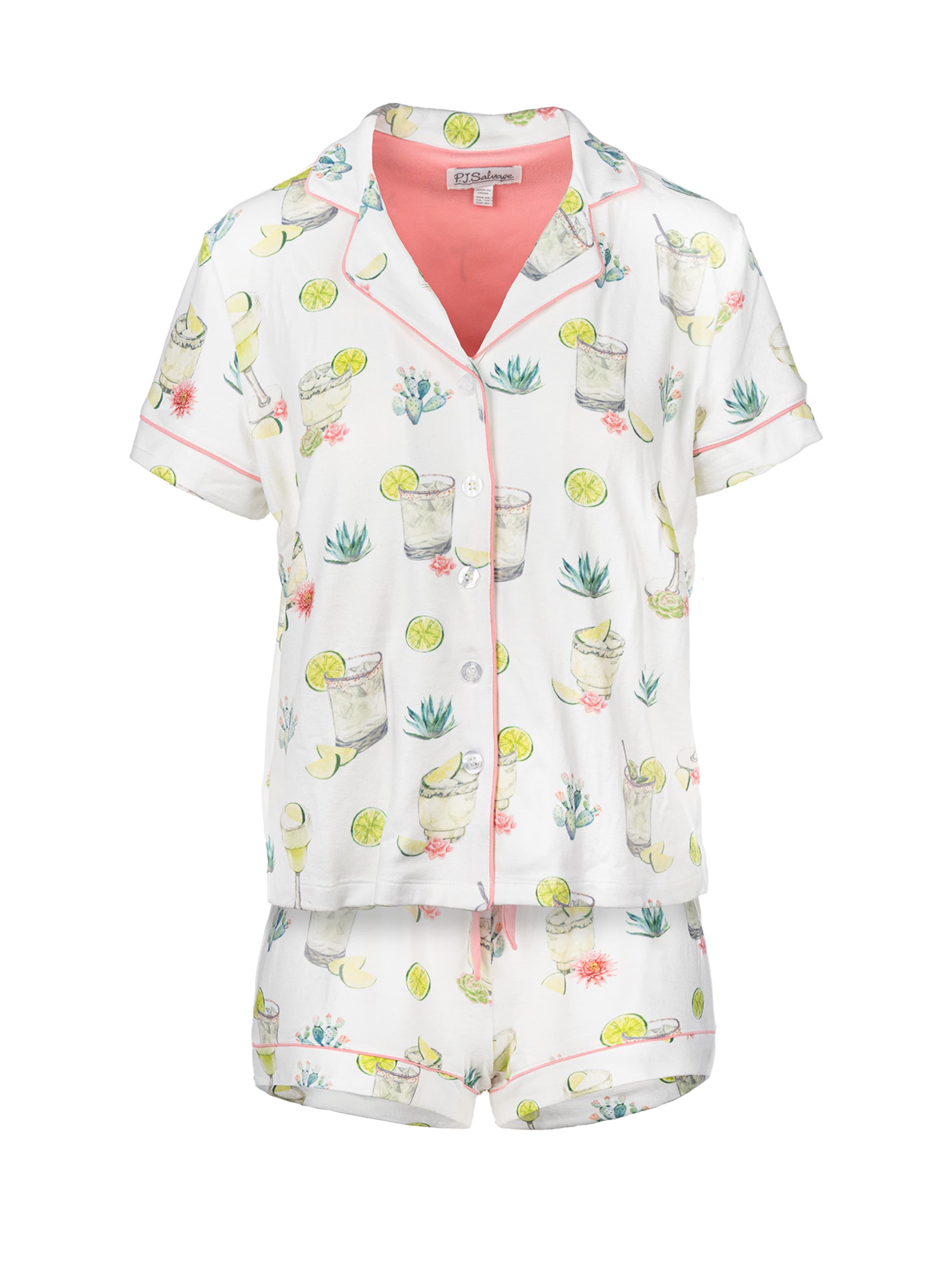 PJ Salvage Pajama 'Limes & Sunshine' in White: front