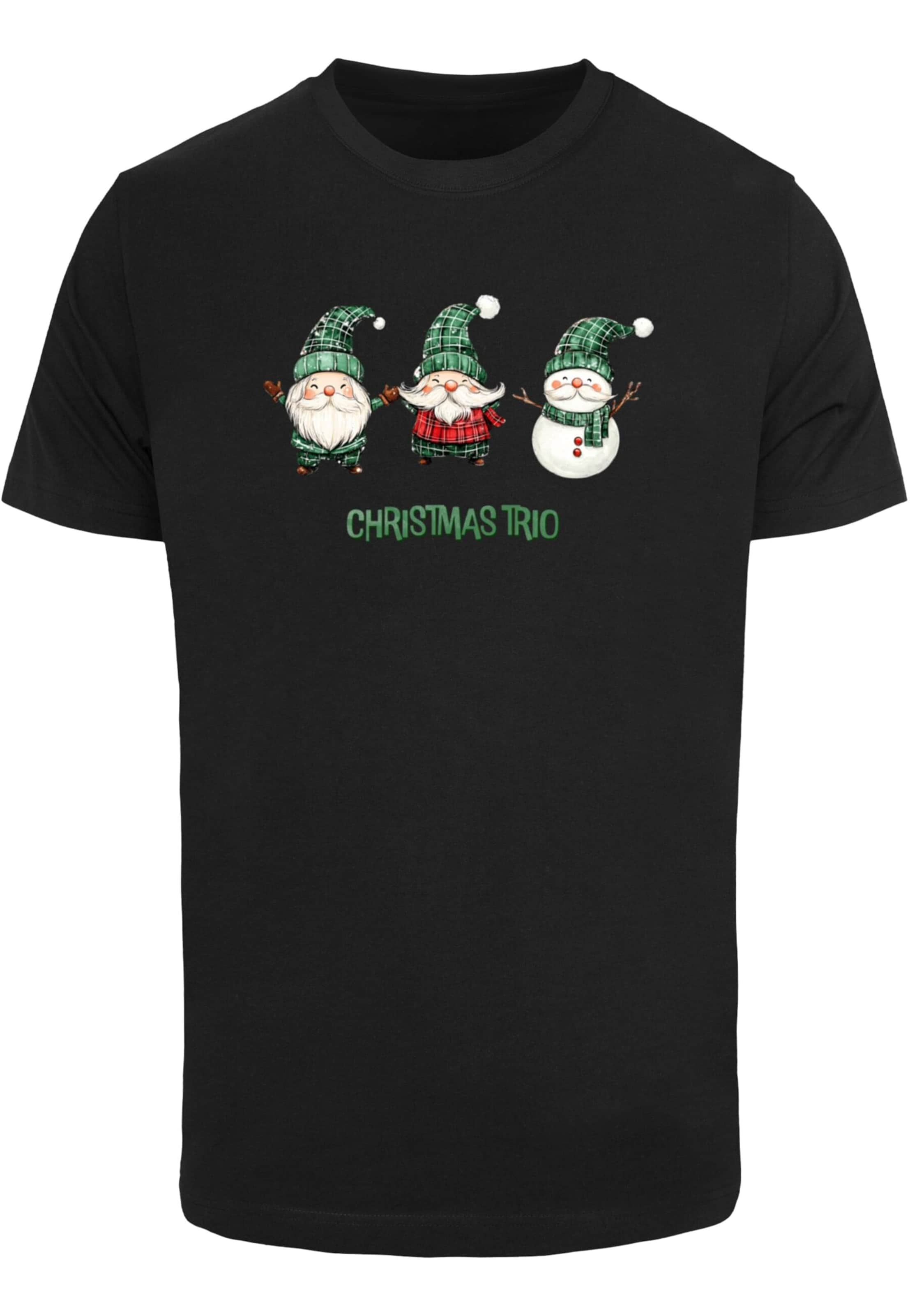 Maglietta 'Christmas Santa Trio' di Merchcode in nero: frontale