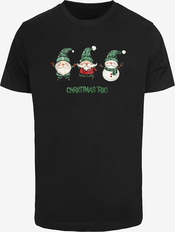 Merchcode T-Shirt 'Christmas Santa Trio' in Schwarz: Vorderseite