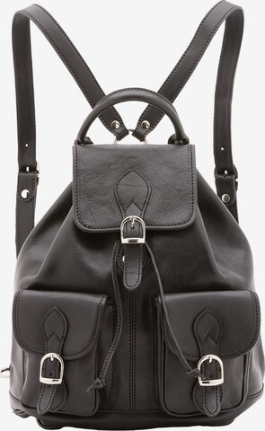 Zaino 'Zaino in vera pelle con bottone magnetico e coulisse - Made in Italy' di Alessia Firenze in nero: frontale