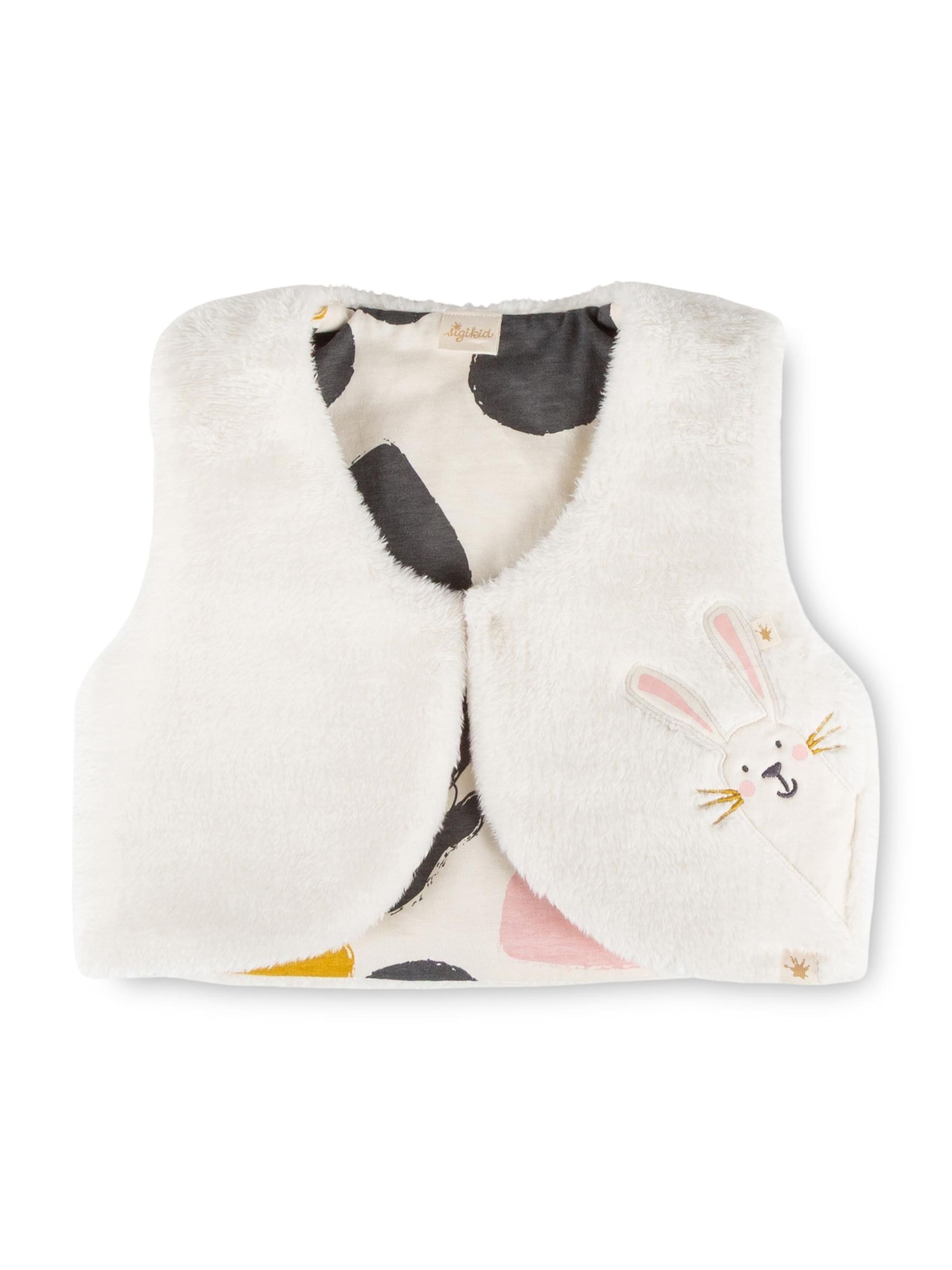 SIGIKID Vest 'Sherpa-Fleece Weste Schneehase' in White: front