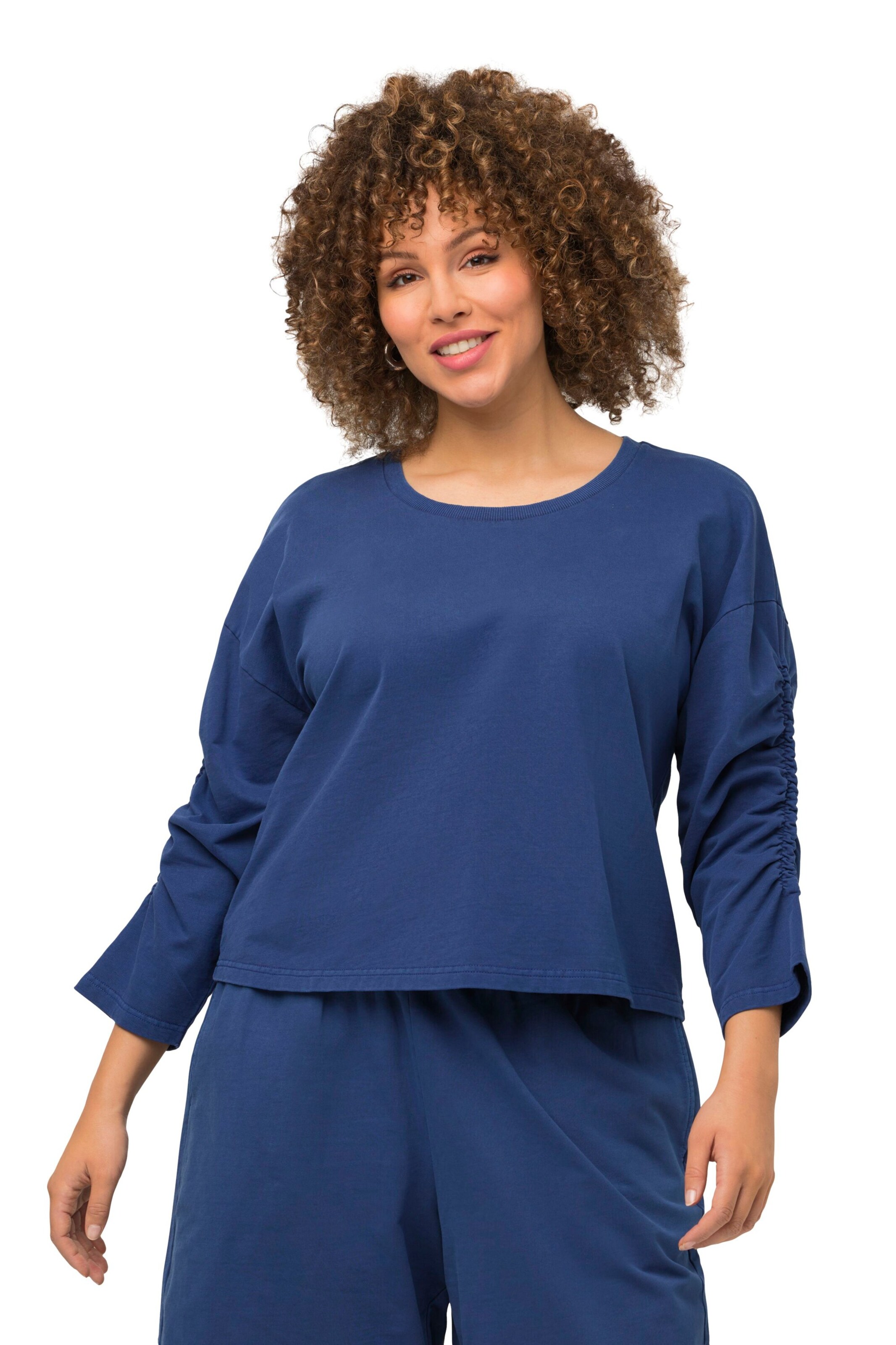 Ulla Popken Sweatshirt in Blauw: voorkant