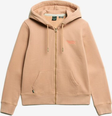 Superdry Zip-Up Hoodie 'Essential ' in Beige: front