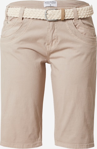 Stitch and Soul Regular Pants in Beige: front