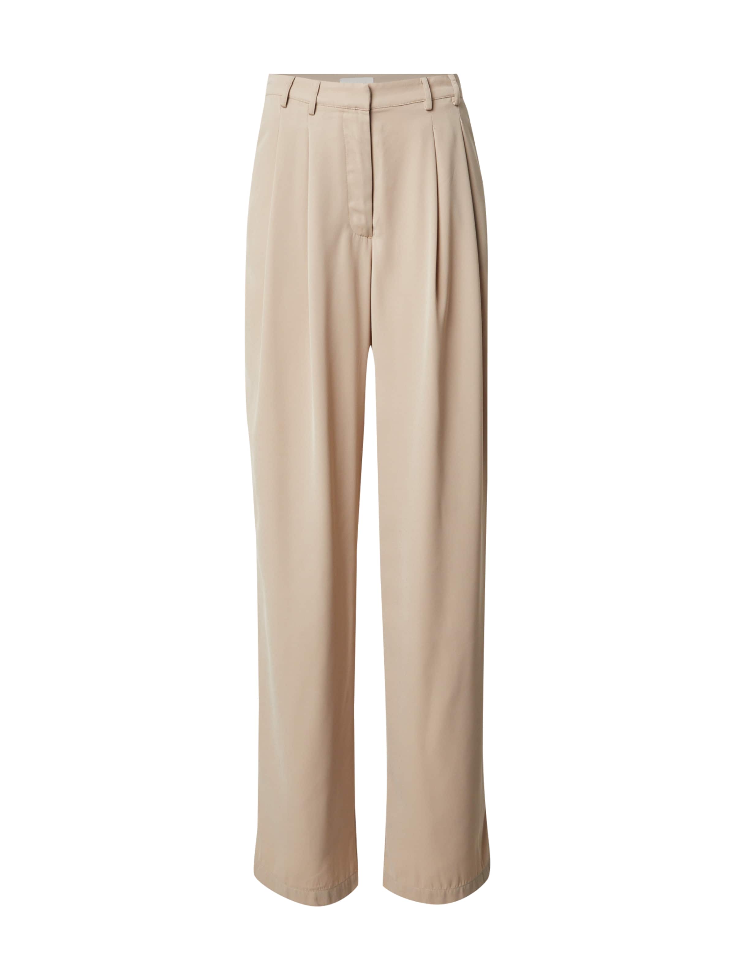 LeGer by Lena Gercke Loosefit Bukser med lægfolder 'Kora' i beige: forside