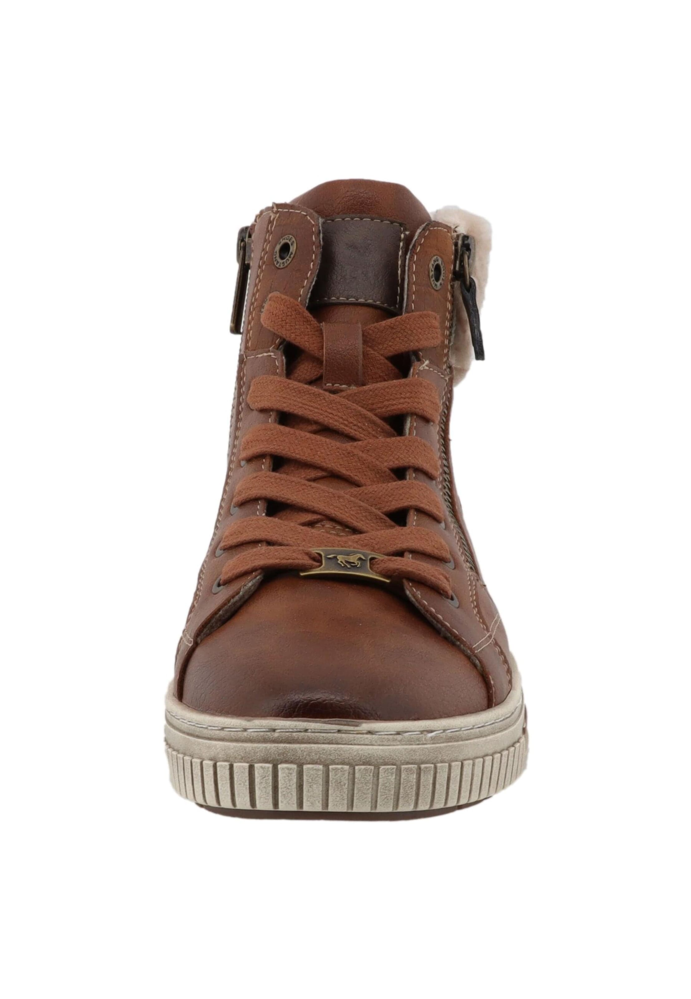 MUSTANG Šnurovacie členkové čižmy 'Janique' - Hnedá