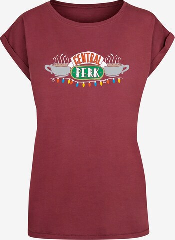 ABSOLUTE CULT Shirt 'Friends - Central Perk Christmas Lights' in Rood: voorkant