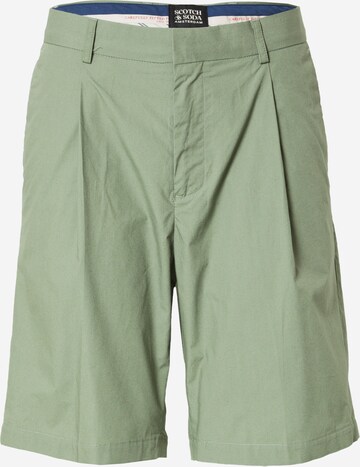 SCOTCH & SODA Regular Pleat-front trousers in Green: front