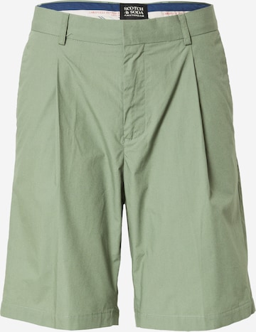 SCOTCH & SODA Regular Pleat-front trousers in Green: front