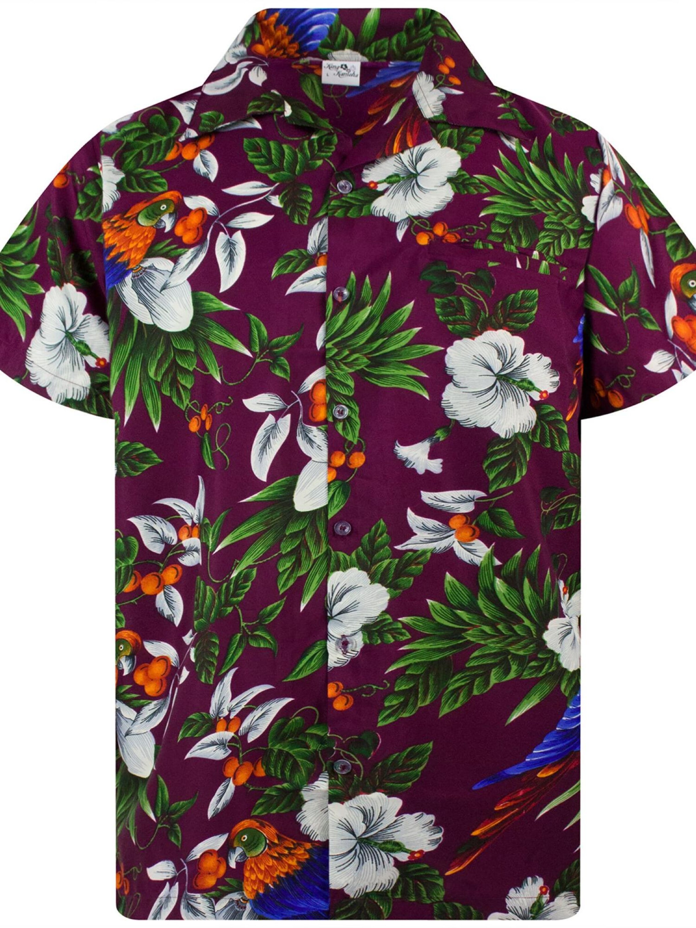 King Kameha Shirt 'Cherryparrot' in Red: front
