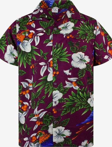 King Kameha Shirt 'Cherryparrot' in Red: front
