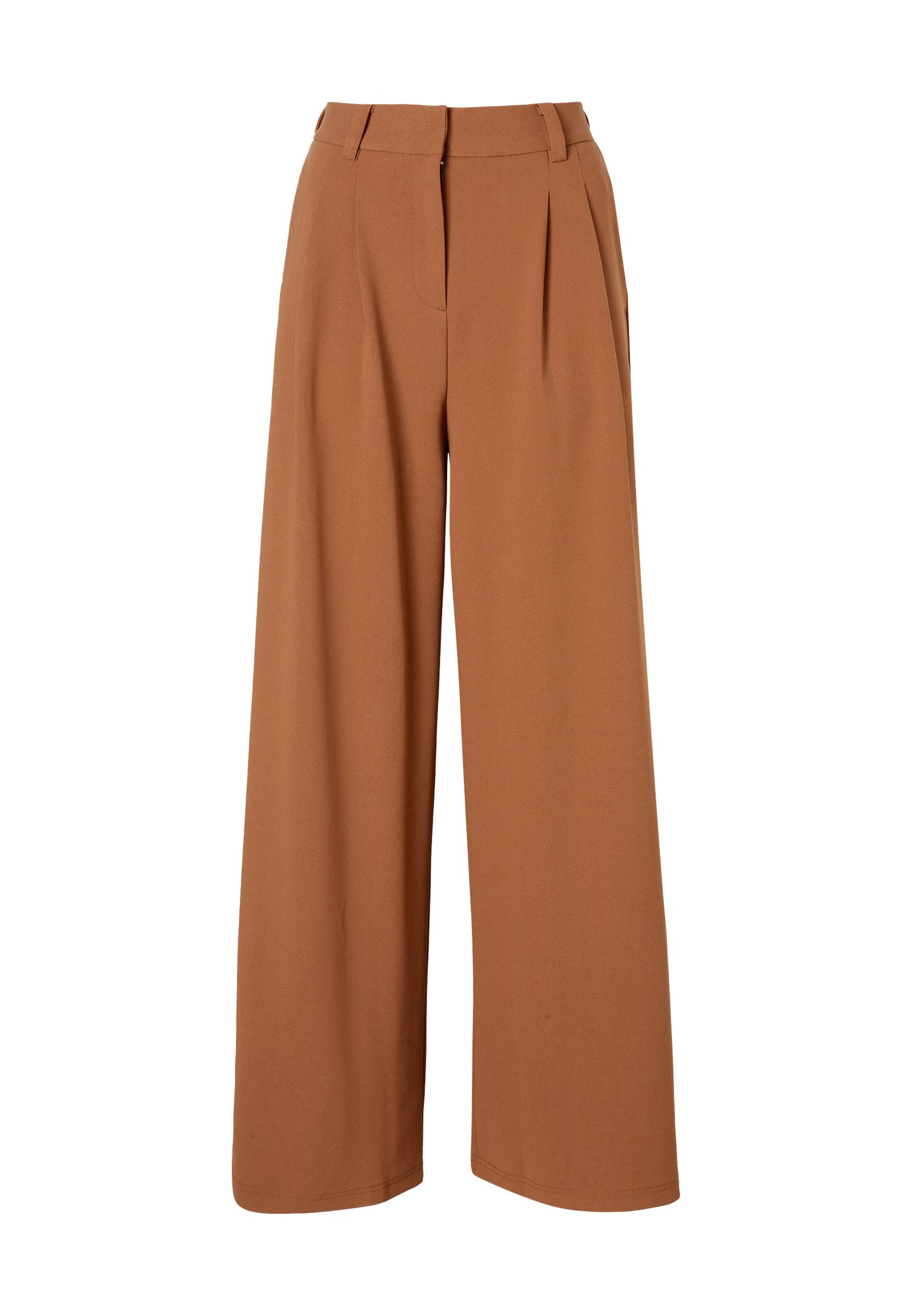 Wide leg Pantaloni con pieghe 'Naomi' di ABOUT YOU in marrone: frontale