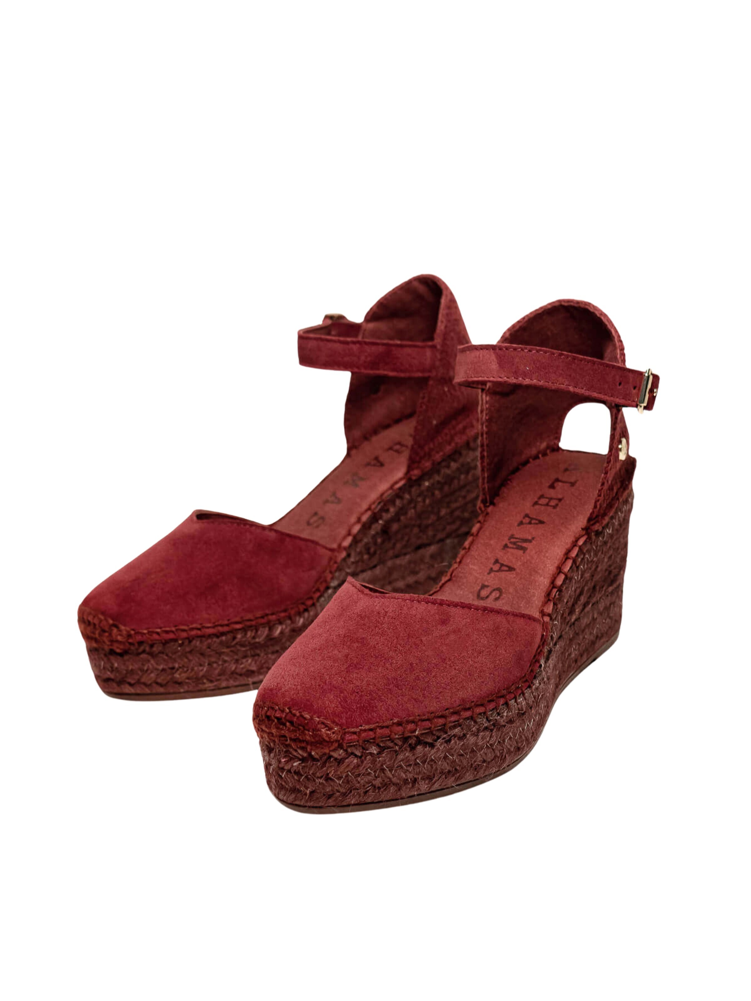 Alhamas Pumps 'Alpargata Cuña 8 cm Ante' in Rood