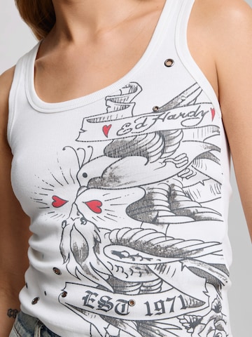 Ed Hardy Top 'Love Birds' in Weiß