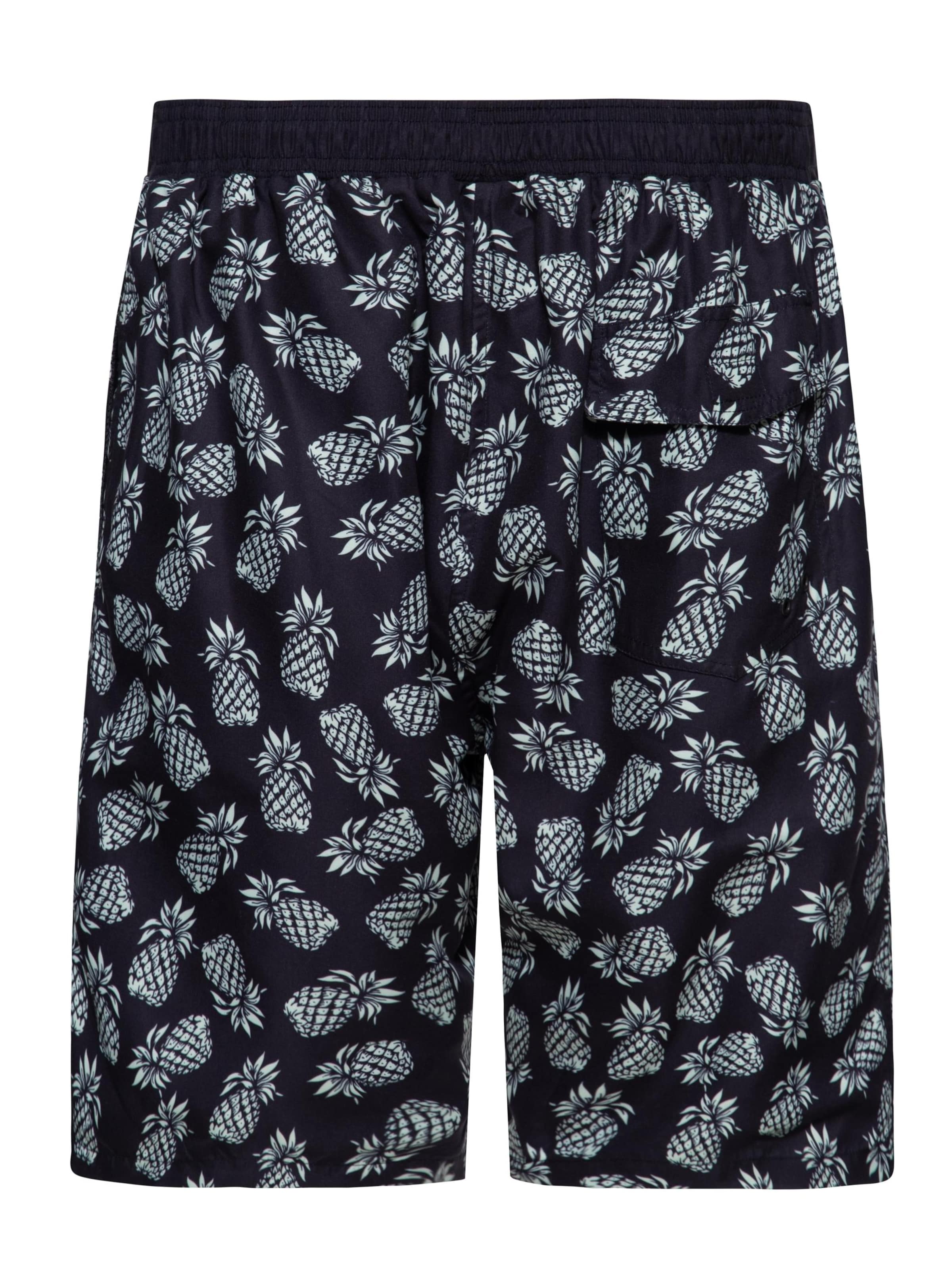 King Kerosin Board Shorts 'Pineapple' in Black