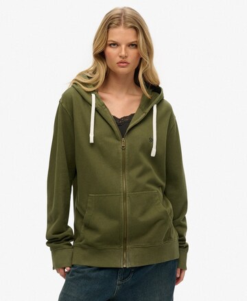 Superdry Sweatvest 'Essential' in Groen: voorkant