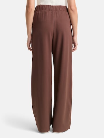 TOM TAILOR DENIM Wide leg Bandplooibroek in Bruin
