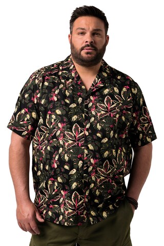 Men Plus Comfort fit Button Up Shirt in Black: front