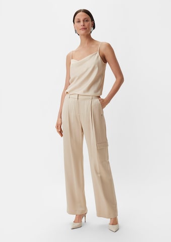 COMMA Wide leg Cargo Pants in Beige: front