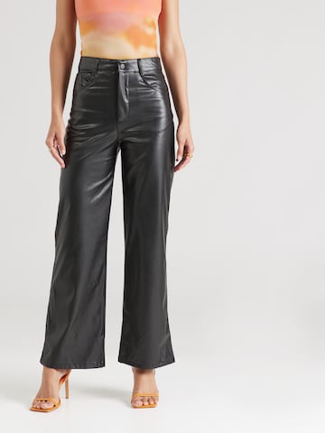 Wide leg Pantaloni de la Madmext pe negru: față