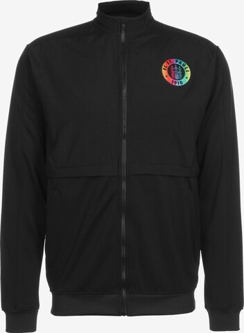 FC St. Pauli Athletic Zip-Up Hoodie in Black: front