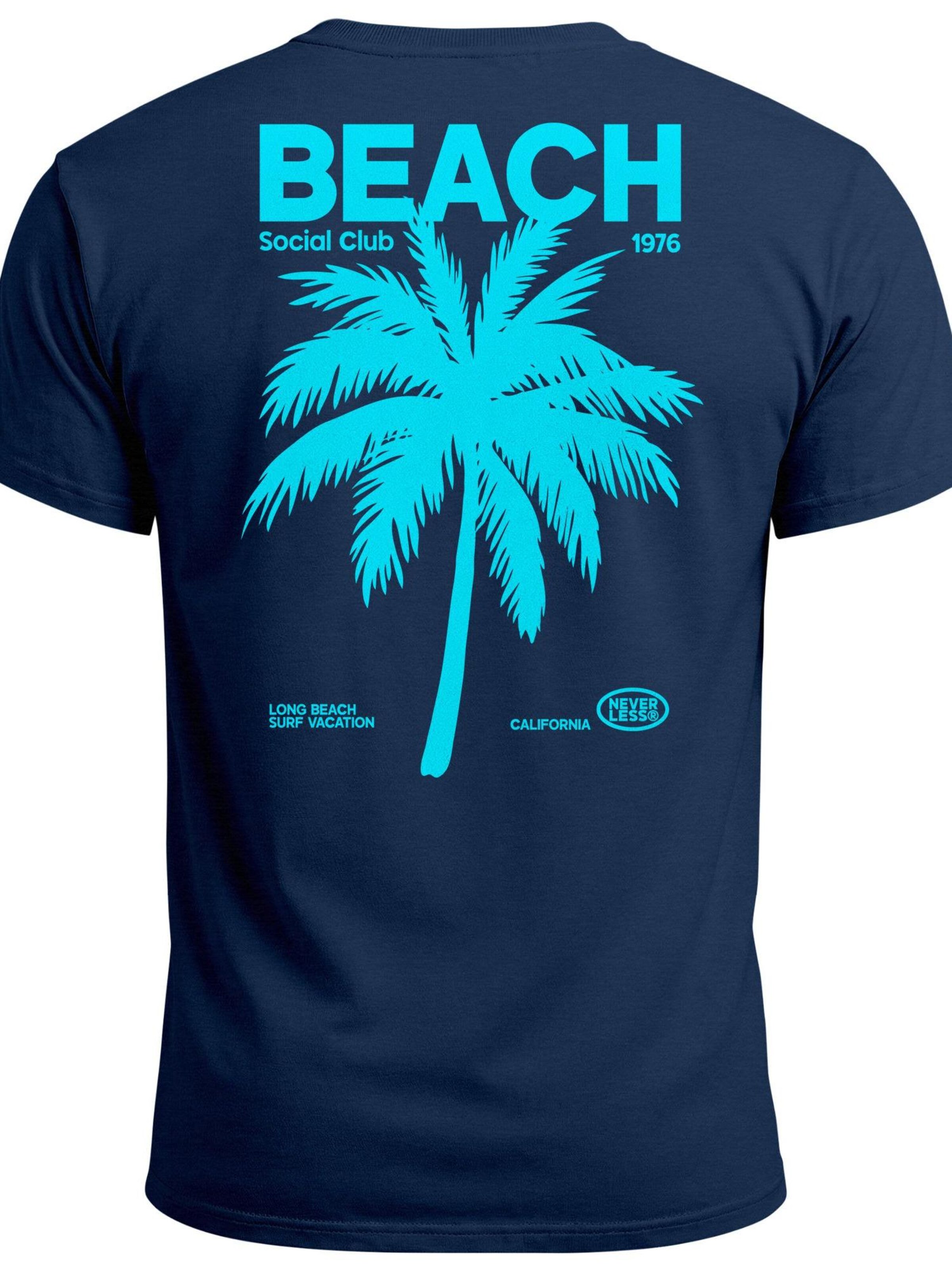 Neverless Shirt 'Beach Club Palme' in Blue