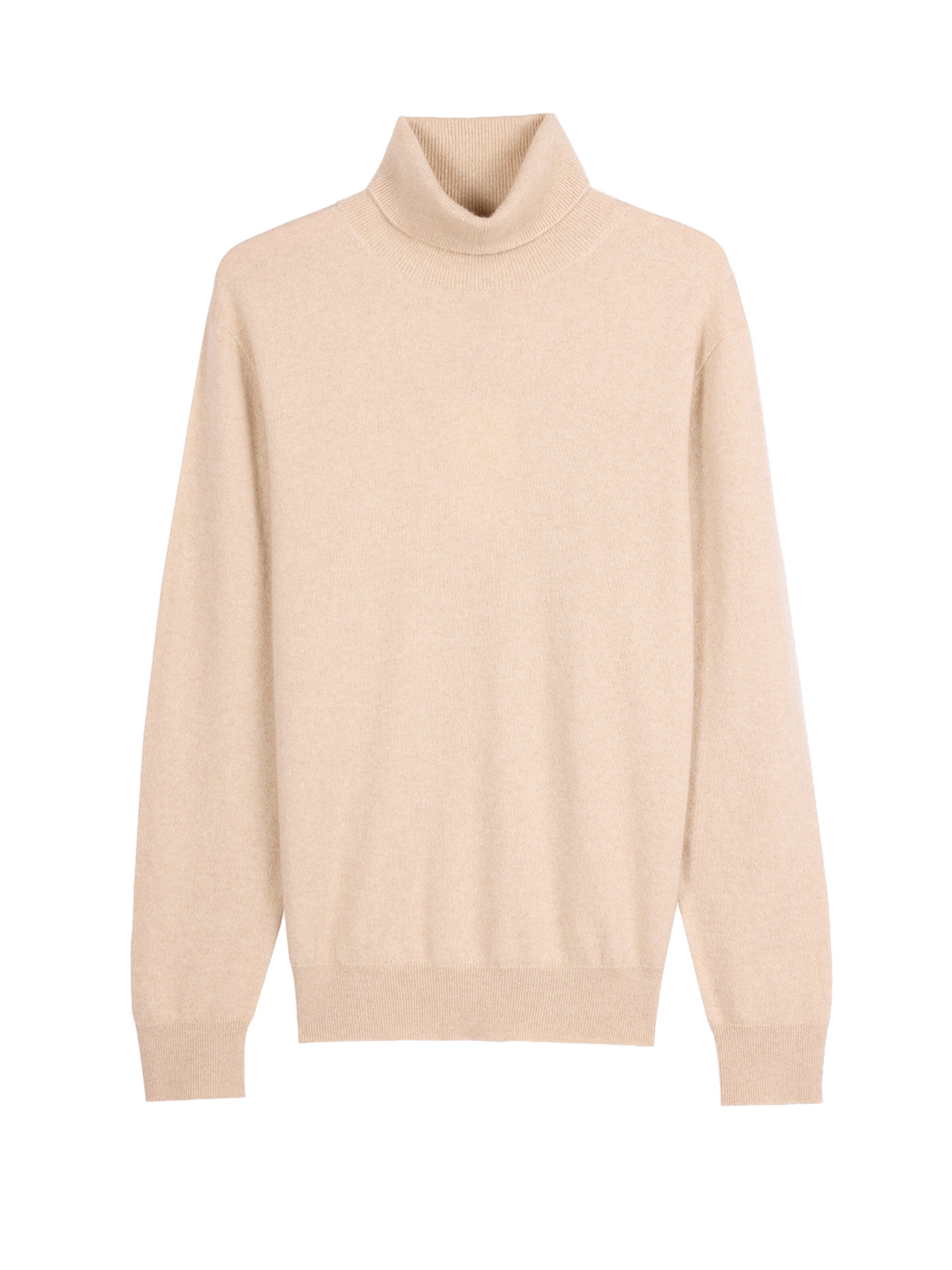 GOBI Cashmere Sweater 'Men's Essential Turtleneck Cashmere Sweater' in Beige: front
