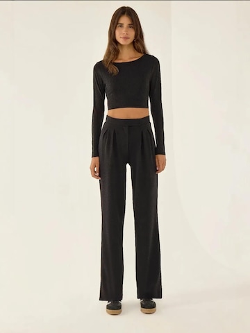 Hiccup Wide leg Bandplooibroek in Zwart