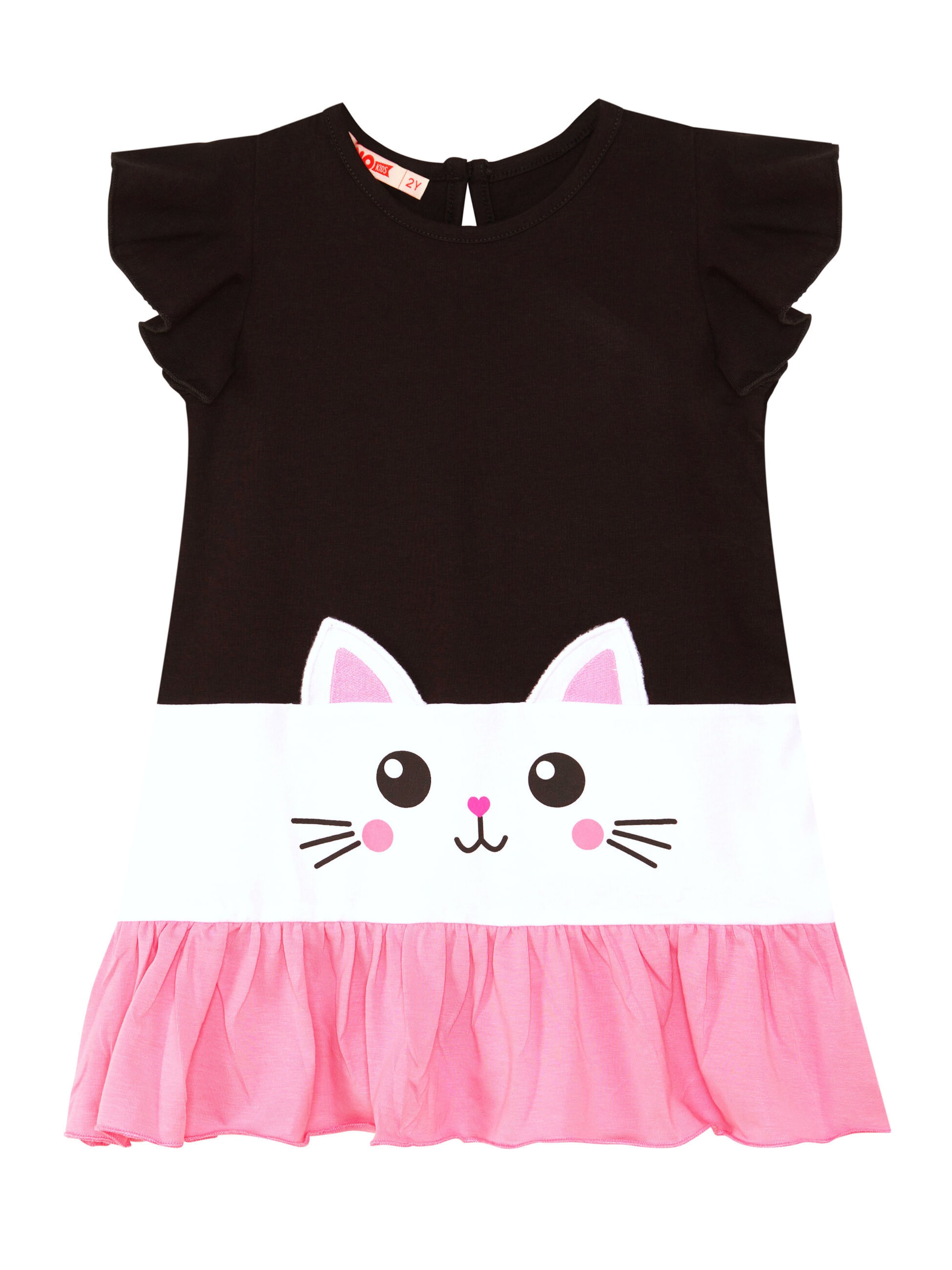 Robe 'Frill Cat' Denokids en noir : devant