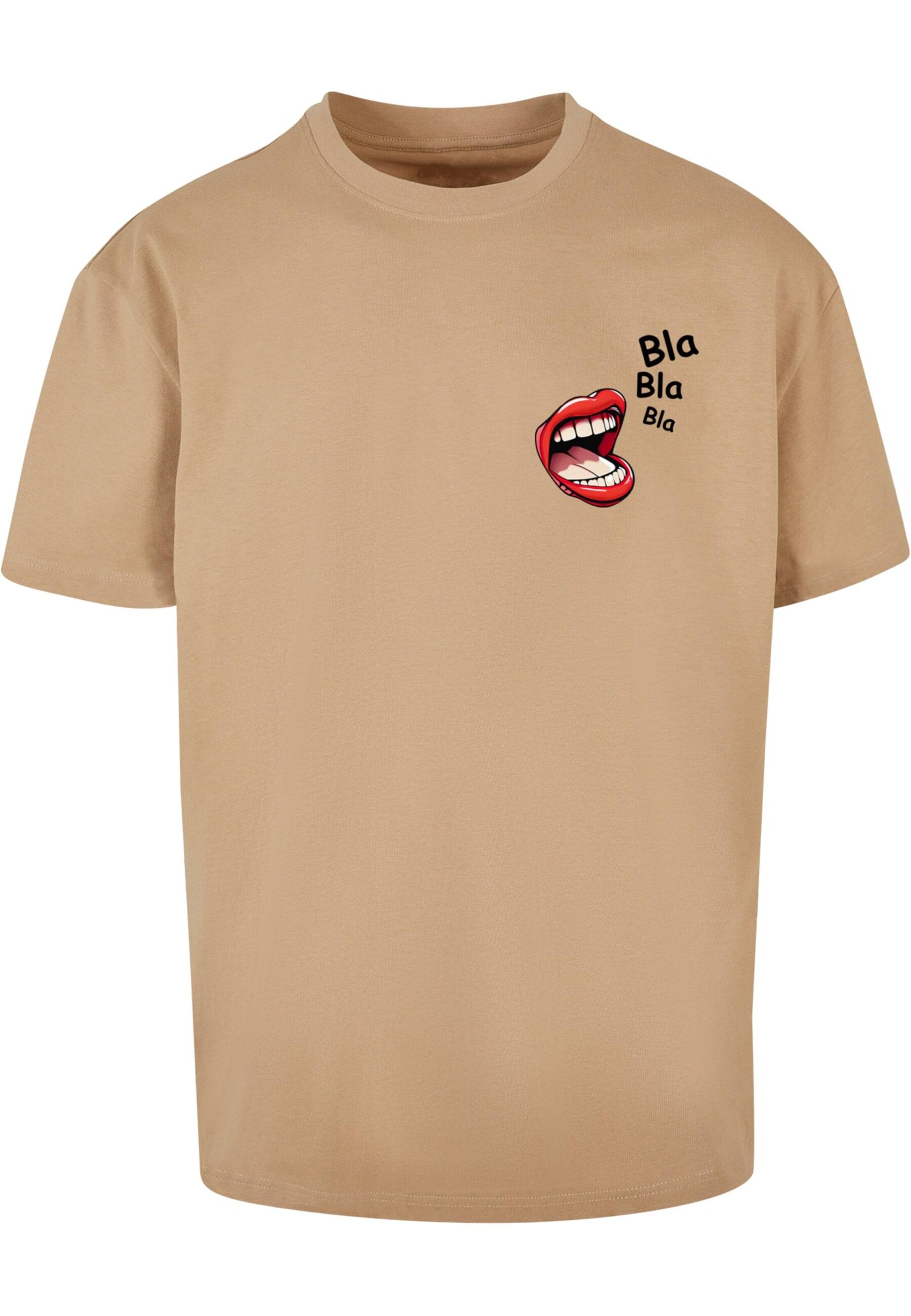 T-Shirt 'Bla Bla Bla Comic' Merchcode en beige : devant