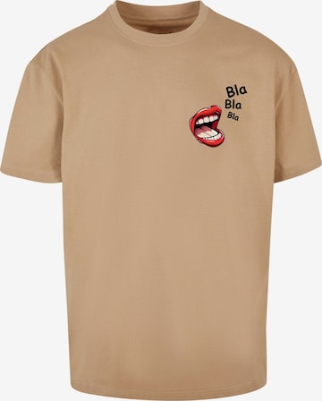 Merchcode Shirt 'Bla Bla Bla Comic' in Beige: front