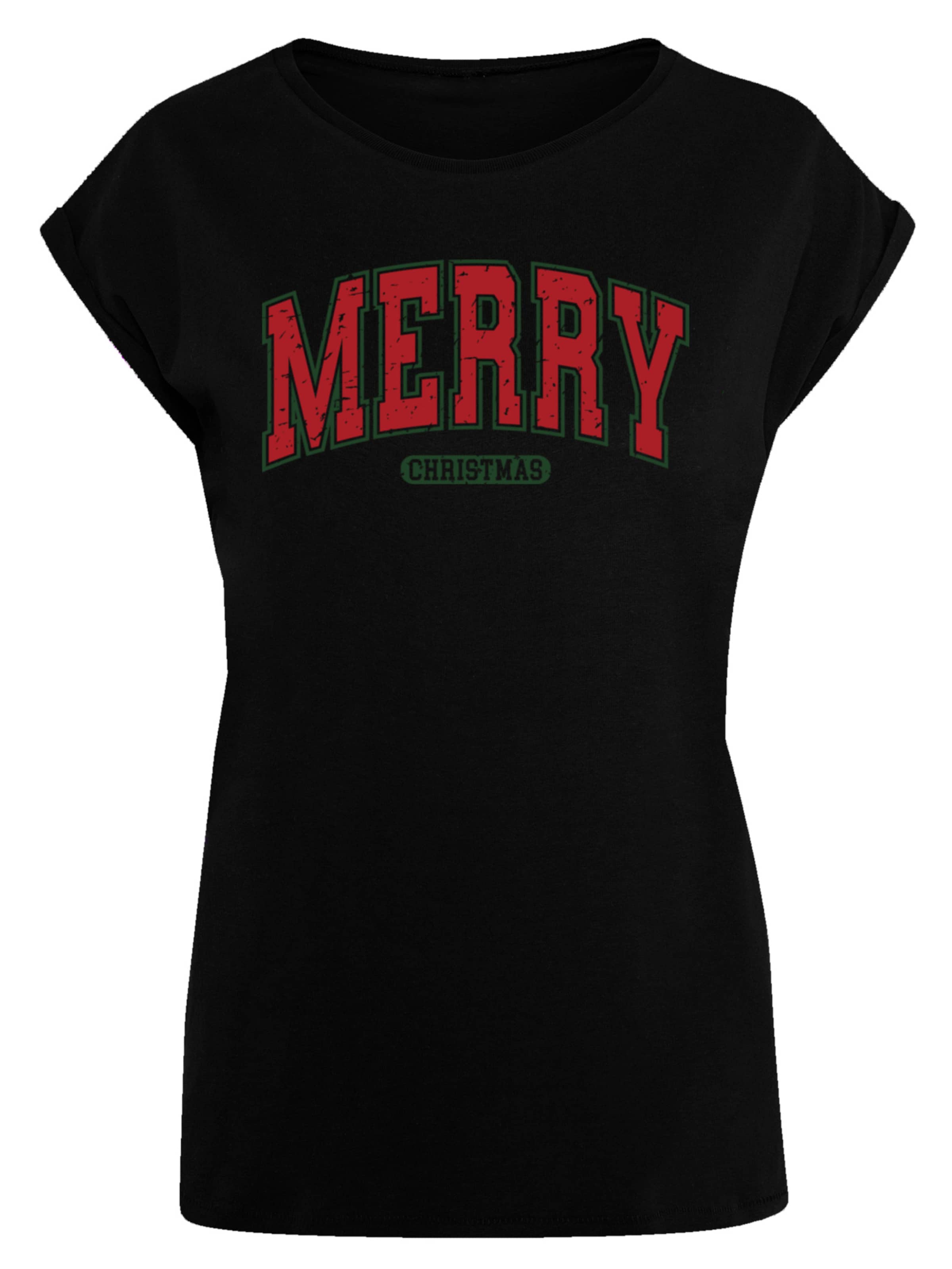 T-shirt 'Merry Christmas Varsity Retro' F4NT4STIC en noir : devant