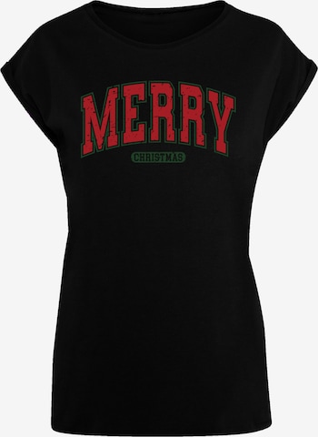 T-shirt 'Merry Christmas Varsity Retro' F4NT4STIC en noir : devant