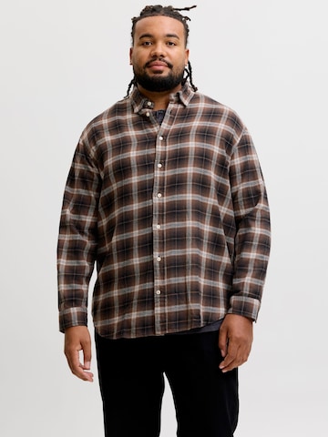 Jack & Jones Plus Comfort Fit Hemd 'JJEField' in Schwarz: Vorderseite