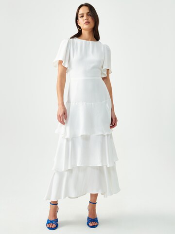 Robe 'VALARIE' Sável en blanc : devant