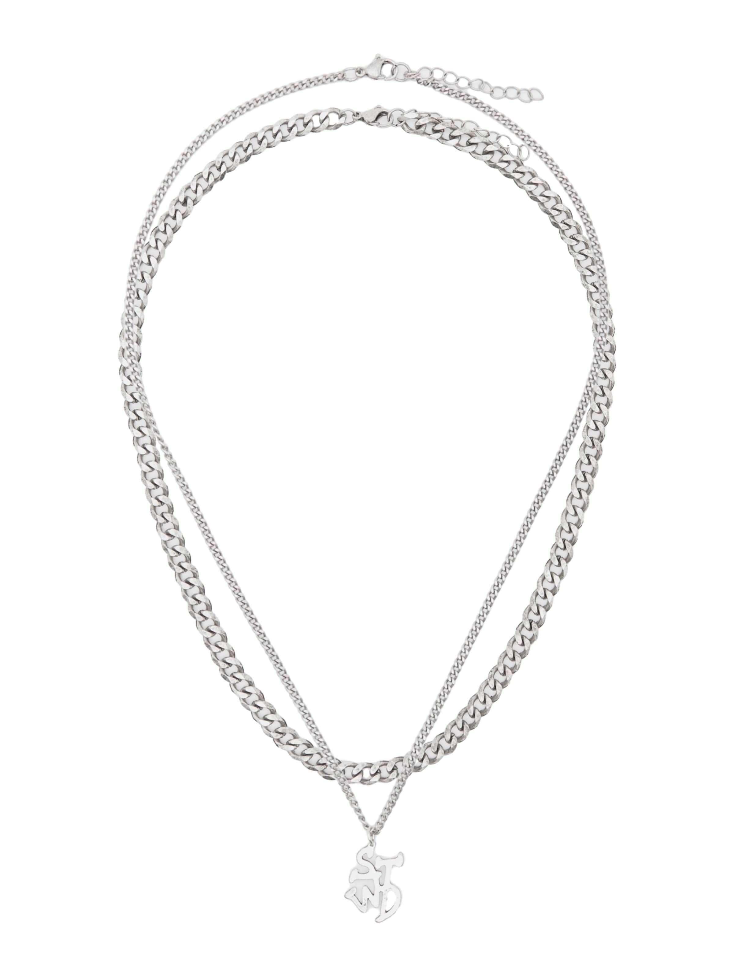 Pull&Bear Kette 'STWD' in silber, Produktansicht