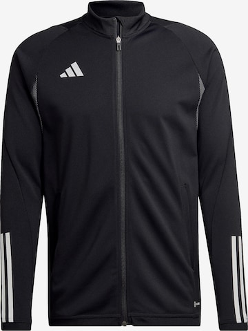 ADIDAS PERFORMANCE Athletic Zip-Up Hoodie 'Tiro 23' in Black: front