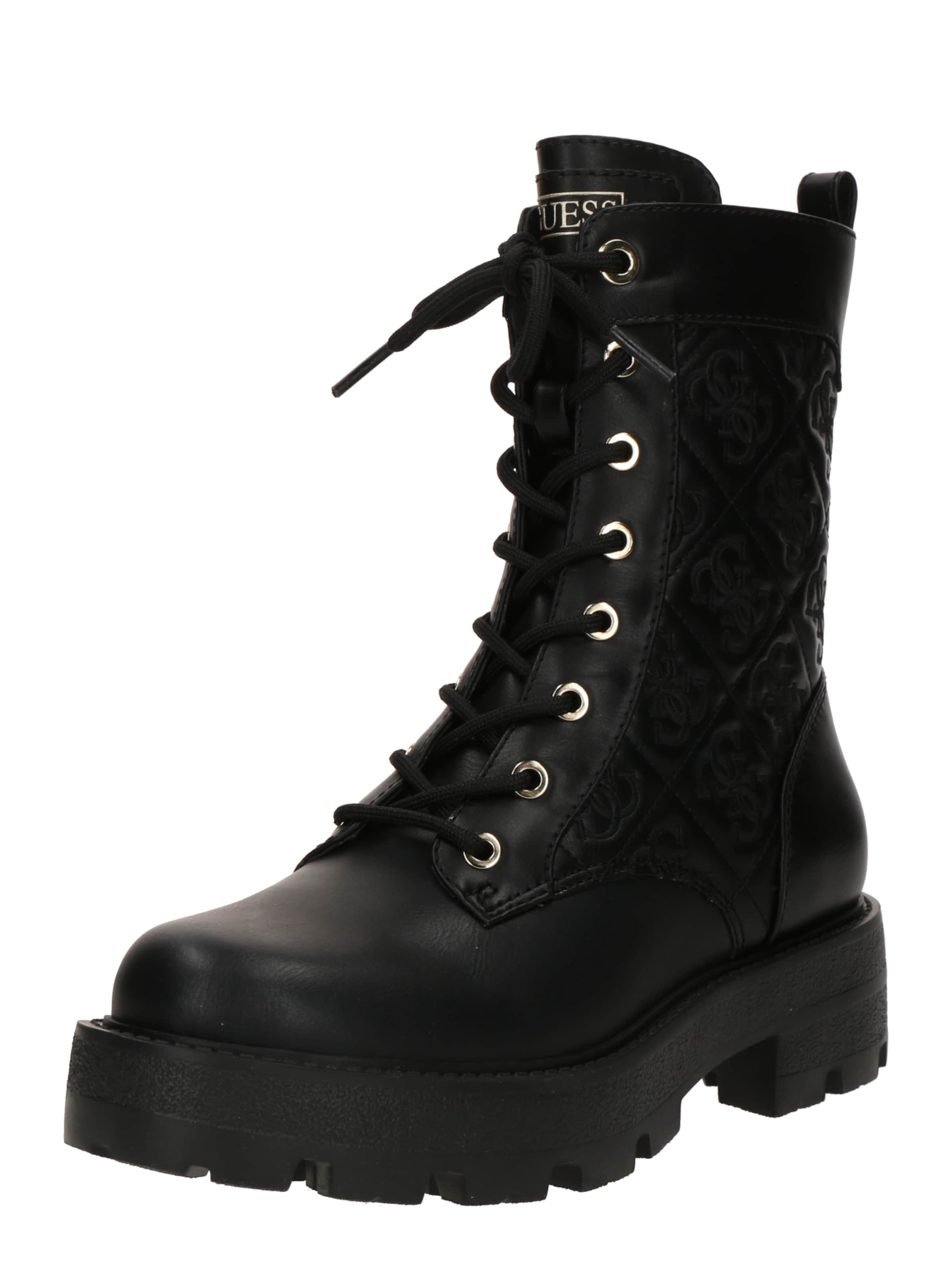 GUESS Lace-Up Ankle Boots 'YANCEE' in Black: front