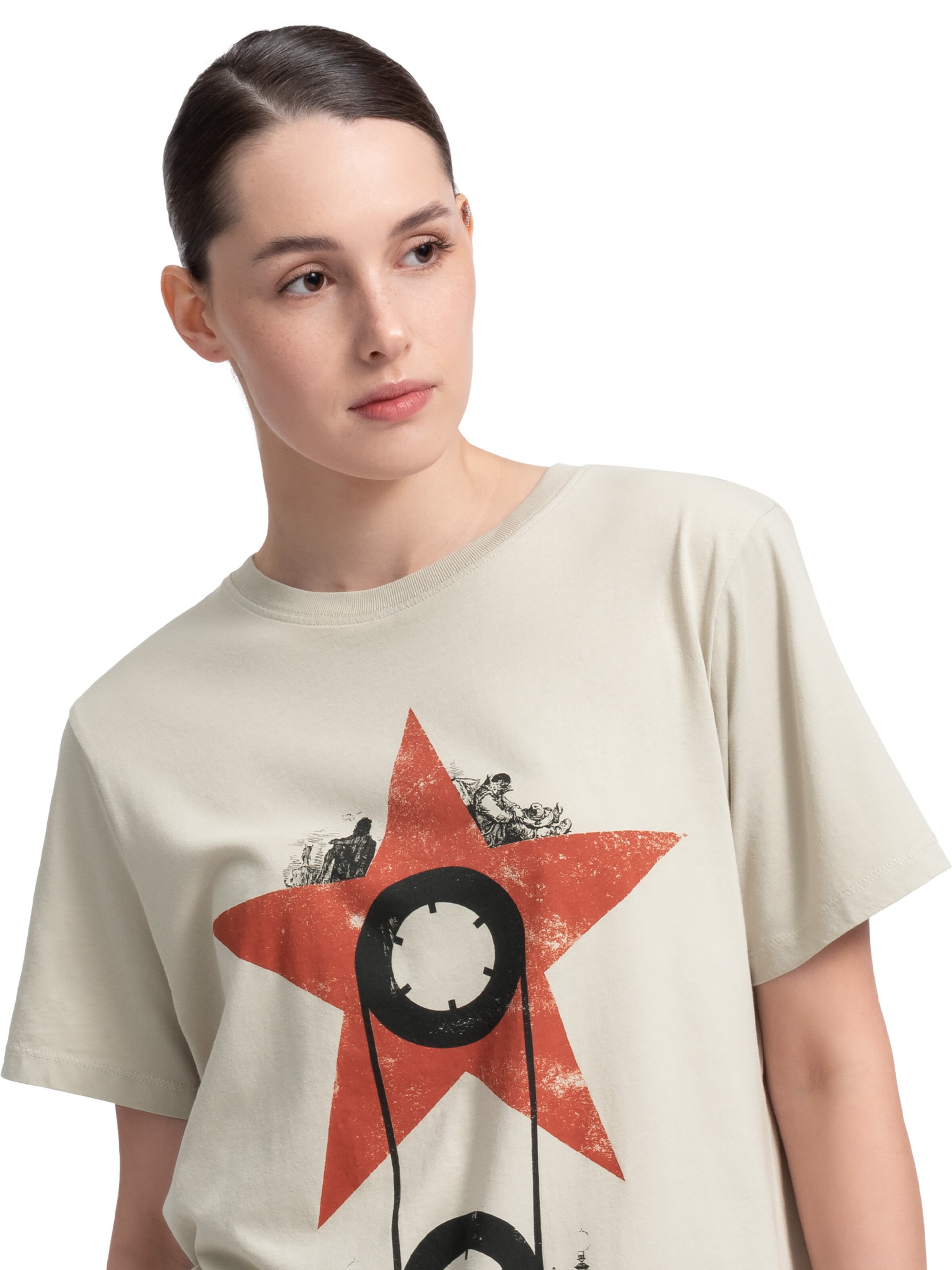 T-Shirt 'On The Stars' Kaft en beige