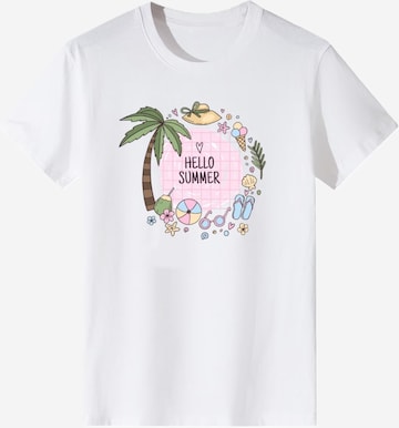 T-shirt 'Women Beach Element HELLO SUMMER Print T-Shirt' LapaPlus en blanc : devant