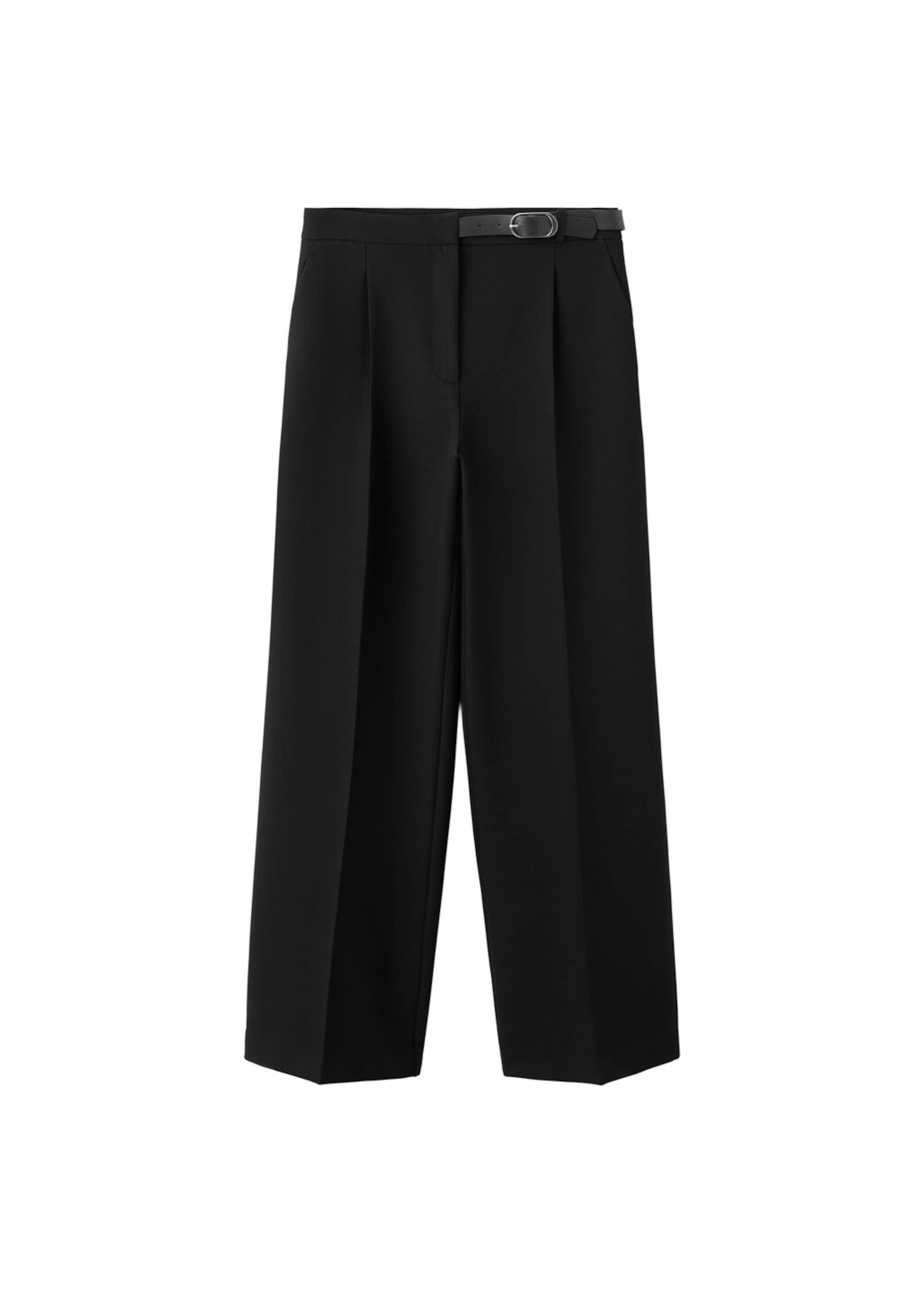 MANGO Wide leg Pleat-Front Pants 'Cinta' in Black: front