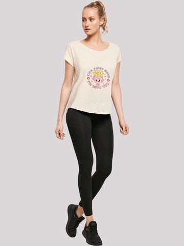 T-shirt 'Time Fries when I am with you Valentinstag' F4NT4STIC en beige