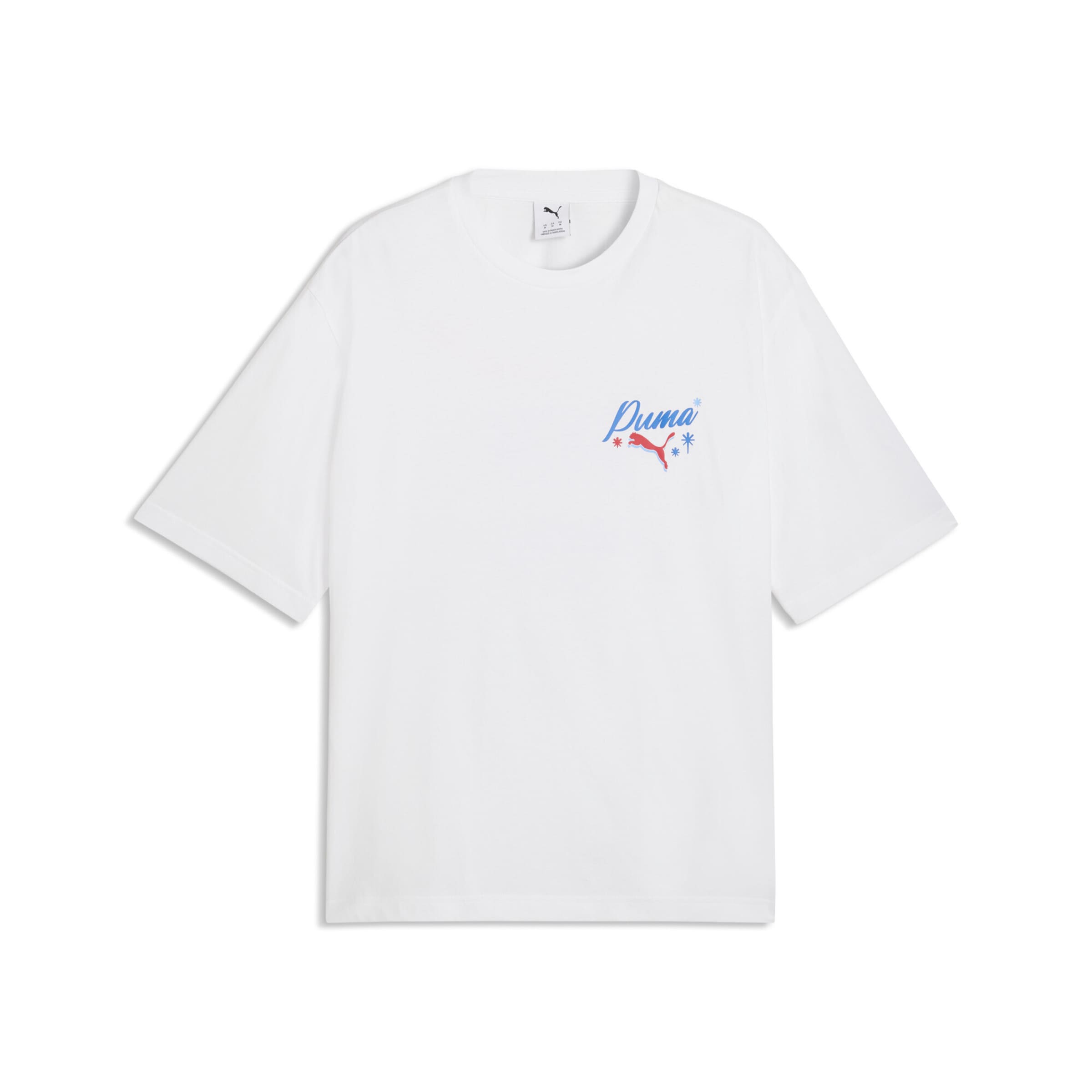PUMA T-Shirt fonctionnel en S en bleu / rouge sang / blanc, Vue avec produit